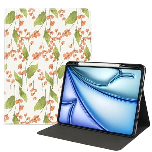 JOYLAND Floral Case for iPad 10th Generation Case (2022),Leaves Flowers Pattern Anti-Scratch Shockproof Premium Folio Stand Case with Pencil Holder,for iPad 10.9 Inch Case