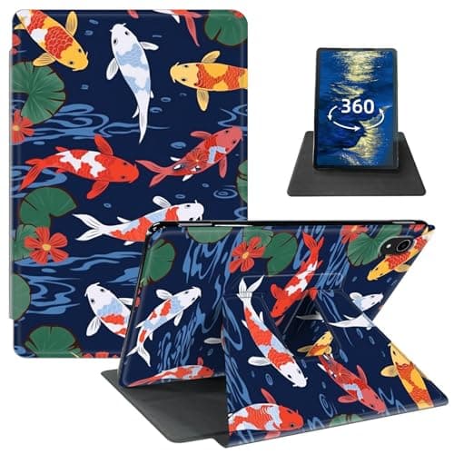 GFRGTFHYT for iPad Air 11 Inch Case M2 (2024) /Air 6th/5th/4th Gen (2024/2022/2020) 10.9 Inch PU Leather 360 Degree Rotating Swivel Stand Smart Cover with Auto Wake/Sleep, Cute Koi Fishes