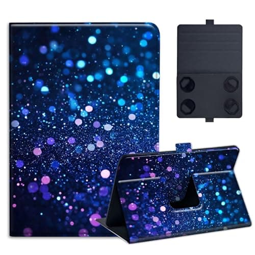 KUJKBFWJ Universal 9",9.7",10.1",10.2",10.5" Tablet Case,Protective Stand Folio Case for 9-10.5 Inch Tablet, Cover for iPad, Samsung, Others, Blue Glitter