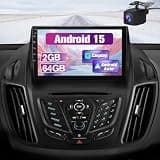 Pyniro Car Radio Stereo Upgrade for Ford Escape Kuga 2013-2016, Android Head Unit with 9 Inch Touch Screen/Backup Camera/Wireless CarPlay & Android Auto/Mirroring/WiFi/Bluetooth/SWC