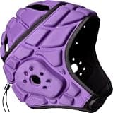 COOLOMG Soft Shell Flag Football Helmet 7v7 Rugby Helmet Scrum Cap Soccer Padded Headgear Adjustable Head Protector for Youth Kids Purple