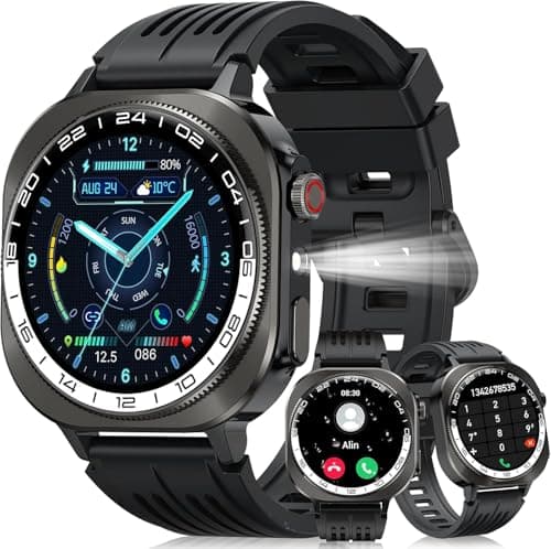 Smart Watch, 2025 AMOLED Screen 1.43" Smartwatch for Men Women (Answer/Make Call), 130+ Sport Modes Fitness Activity Tracker, Flashlight/660mAh/Heart Rate/Sleep Monitor, IP68 Waterproof Android iOS