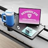 BedShelfie Bedside Shelf for Dorm Room Bunk Bed & Top Bunk, College Dorm Room Essentials, Bedside Caddy, Clip on Floating Tray, Bed Side Table Storage, Loft Nightstand - Dorm Essential 2.0, Black