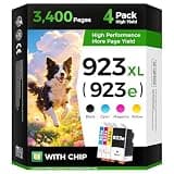 923 923e Ink Cartridges with chip 4-Pack High Yield Replacement for HP 923e 923XL 923 Ink Compatible for HP OfficeJet Pro 8135e 8138e 8139e 8122e 8120 8123 8130 8133 Printers Black Cyan Magenta Yellow