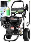Gas Powered Pressure Washer 4200PSI Gas Power Washer 4.0GPM 212CC Commercial Pressure Washer w/ 25ft Hose,Spray Gun&Extension Wand,5 Quick Connect Nozzle,Copper Pump (Dark Black with 25ft Hose)