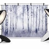 Winter Trees Backdrop 8x6ft Blue Purple Withered Birch Tree Branch Photography Backdrop Fabric Photoshoot Background Tapestry Banner for Birthday Baby Shower Decoration Party Video Photo Studio Props