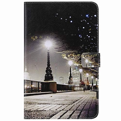 Ougger Case for Samsung Galaxy Tab A 8.0 2018 T387 Flip Case Night Scene Printing Premium PU Leather Wallet Cover Card Slot Stand-View Function Magnetic Bumper Holster Cover for Galaxy Tab A 8.0 2018
