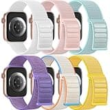 Easuny 6 Pack Sport Nylon Loop Compatible with Apple Watch Band 40mm 42mm 38mm 41mm 44mm 46mm for Women, iWatch Wrist Straps for Se Series 11 10 9 8 7 6 5 Ultra Soft Breathable Band Ideal for Outdoor