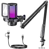 MAONO USB Gaming Microphone, Noise Cancellation Condenser Mic with Mute, Gain, Monitoring, Boom Arm Mic for Streaming, Podcast, Twitch, YouTube, Discord, PC, Computer, PS4, PS5, Mac, GamerWave DGM20S