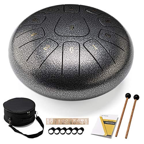 HOPWELL Steel Tongue Drum 10 Inches 11 Notes - Percussion Instruments - Hand Pan Drum with Drum Mallets and Carry Bag, C Major
