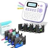 EazeID Label Maker Machine with Color Tapes 8PK Bundle 12mm 0.47 Laminated Tapes, Label Maker Waterproof-Labels, Portable D210S Labeler, Wireless Labeling Machine for Jars Bottle School Supplies