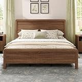 AMERLIFE Wood Queen Size Bed Frame with Headboard & Footboard, Modern Fluted Wooden Platform Bedframe with Rounded Safety Edges, Wood Slat Support, No Box Spring Needed, Easy Assembly, Walnut