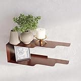 Modern Floating Wall Shelves, 2-Tier Brown Metal Wall Mounted Shelves, Wave-Shaped Decorative Wall Shelf for Living Room, Bedroom, Bathroom, Kitchen, Display Shelves for Plants, Photos, and Decor