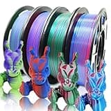 Reprapper 4X 250g Color Pack, Dual Color Filament Coextrusion PLA Filament 1.75mm for 3D Printer, 4 x 250g Spools Matte Red/Blue, Matte Purple/Green, Silk Red/Blue, Silk Purple/Green