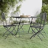 KLGBNCVE 5 Piece Patio Dining Set with Expanded Metal Mesh and Foldable Design, Anthracite E-Coated Outdoor Table and Chairs for Space-Saving Storage