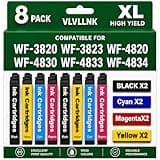 Remanufactured for Epson 822XL Ink Cartridges Combo Pack for 822 XL T822XL Ink Cartridges Work with Workforce Pro WF-3820 WF-3823 WF-4820 WF-4830 WF-4833 WF-4834 Printer (8 Pack, 2BK/2C/2M/2Y)