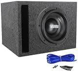 Sundown Audio SA-10 V.2 D4 Bundle: 10 in 2500-Watt Peak/1250-Watt RMS Dual 4-Ohm Car Subwoofer, RSV10 Single 10 in Vented Enclosure, Installation Kit, 3-Items