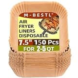 7.5 Inch Air Fryer Parchment Paper Liners Square,150 Pcs Non-stick &Oil-proof Air Fryer Liners Disposable for 2-5 QT Frying,Baking,Roast
