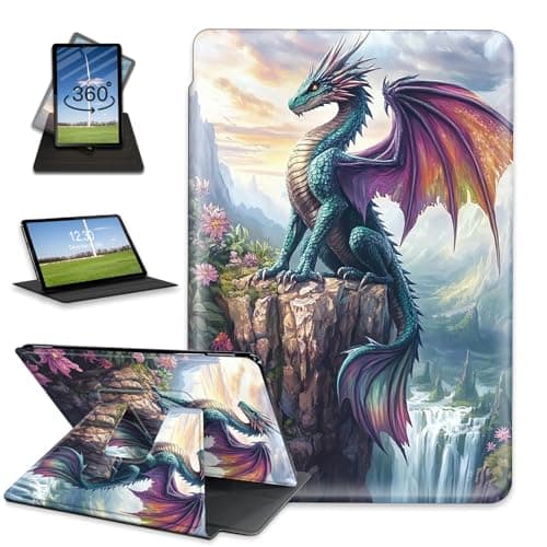 FQSXFIFN Case for Kindle 10th Gen 2019 Rotating, Auto Wake Sleep for Kindle 10th Gen 2019 6'' Case Leather, Green Dragon Folio Leather Stand Case for Woman Man