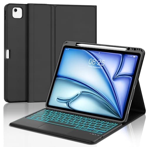 Touch Keyboard Case for iPad Air 13 inch (M4 2026/M3 2025/M2 2024) & iPad Pro 12.9 6th/5th/4th/3rd Gen Case Keyboard with Backlit, Keypad Trackpad Cover for iPad Air13 & Pro12.9in 2018-2022, Black