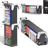 Video Game Disc Rack Tower Storage Holder Stand Universal for PS5/PS4/XBOX One/Series/NS Game, Game Organizer Shelf Display Stand for Wall Mount/Desk/Floor with Controller Holder Sega Genesis Consoles