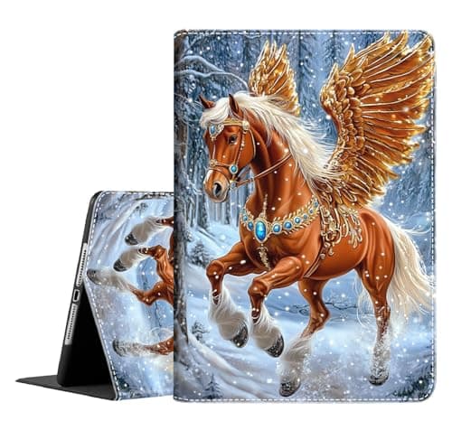 Case for iPad Air 11-inch M2 (2024) 6th Gen, iPad Air 5th Generation (2022) / iPad Air 4th Gen (2020) 10.9 Inch, Durable Shockproof Protective Cover, Golden Pegasus in Winter
