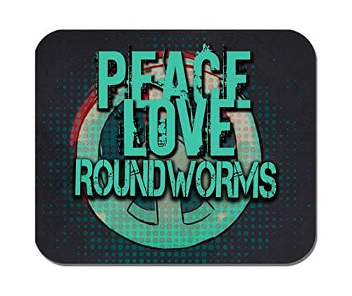 Makoroni - Peace Love ROUNDWORMS - Non-Slip Rubber - Computer, Gaming, Office Mousepad
