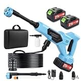Cordless Portable Washer 21V, 1700PSI Portable Power Washer with 5M Hose & 6-in-1 Nozzle, 2×3.0Ah Battery, Up to 40 Minutes Runtime, Spray Distance 12M for Car Home Outdoor Patio Garden