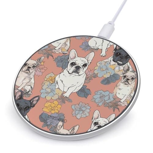 French Bulldog Print Wireless Charger Portable Fast Charging Pad Lightweight Wireless Charging Pad 10W Slim Charging Station for Phone Charger Mat for Travel Home Office Desk