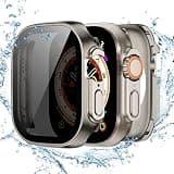 Tensea (2-in-1 for Waterproof Apple Watch Ultra 3/Ultra 2/Ultra Screen Protector Case 49mm, iWatch Protective PC Face Cover Built-in Privacy Tempered Glass Film [26° Anti Spy] [360° Full Protection]