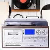 Cassette Player Bluetooth CD Boombox Portable Radio 3-Speed Turntable,AM/FM,USB/SD Input,and Remote Control Record