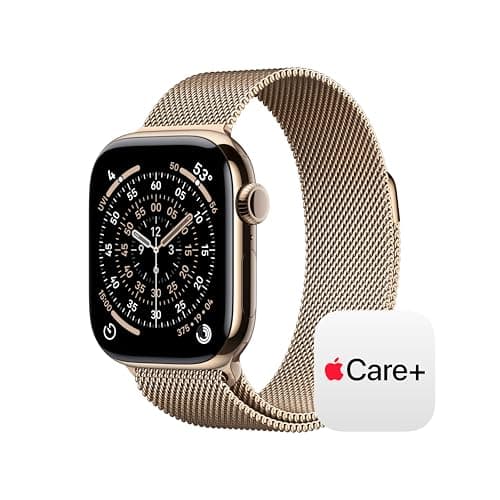 Apple Watch Series 11 [GPS + Cellular 42mm] Smartwatch with Gold Titanium Case with Gold Milanese Loop. Sleep Score, Fitness Tracker, Health Monitoring with AppleCare+ (2 Years)