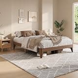 Garvee Full Size Wood Platform Bed Frame, Wooden Legs and Wooden Slats Support, Sturdy Metal Central Structure, No Box Spring Needed, Easy Assembly