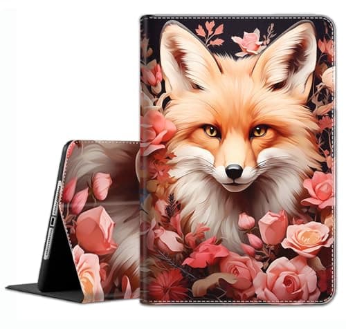 Case for Samsung Galaxy Tab S8 2022/Tab S7 2020 11 Inch (Model SM-X700/X706/T870/T875/T878) - Slim Fit Standing Cover with Auto Sleep/Wake，Red Fox in The Flowers