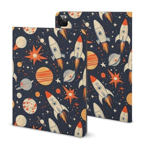 Compatible with iPad Pro 11 Inch Case 1st/2nd/3rd/4th Generation (2018-2021/2020/2022), Star Rocket Planet Print Slim Pro Cover 11 Inch for Auto Wake/Sleep with Pencil Holder and Stand