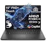 Dell Business Laptop Computer 2026, 16" FHD+ Touchscreen, AMD Ryzen 7 170 (8-Core, up to 5.1GHz), 64GB DDR5, 1TB SSD, Portable Office Professionals, Fast Charge, Backlit KB, Windows 11 Home, Black