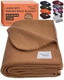 Woolly Mammoth Woolen Co. | Extra Large Merino Wool Camp Blanket | Perfect Outdoor Gear | for Bushcraft, Camping, Trekking, Hiking, Survival, or Throw Blanket at the Cabin (Sandstone), 66" x 90"