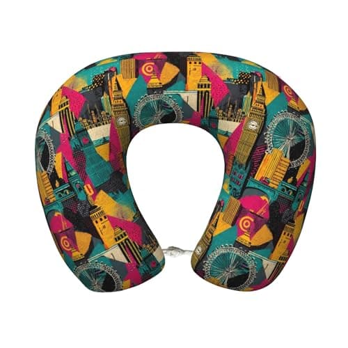 Qewfoju Neck Pillows for Sleeping Memory Foam Travel Pillows U Shaped Travel Neck Pillow Soft Headrest Pillow Suitable for Planes Car Office - London Landmark 1
