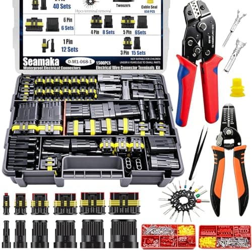 Seamaka 1500Pcs 89 Kits Waterproof Automotive Electrical Connectors 1/2/3/4/6 Male&Female Automotive Replacement Electrical Accessories 22-14AWG with Ratchet Crimping Tool and Wire stripper
