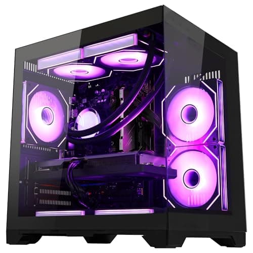 HELLOLAND Gaming Desktop PC- AMD Ryzen 5 9600X 6-Core 3.9GHz- GeForce RTX 5060 8GB- 16GB DDR5 6000MHz RAM- 1TB PCIe +2TB SATA SSD- WiFi & BT- PSU 650W- Liquid Cooled PC Computer- Windows 11- Black