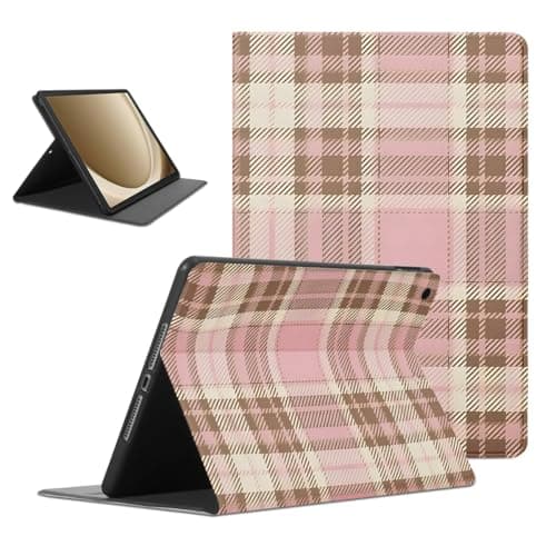 Girly Checkered Tablet Case for Samsung Galaxy Tab A9+/A9 Plus 11" SM-X210/X215/X216, Aesthetic Gingham Vintage Striped Pattern for Girls Women, Protective Cases Flip Leather PU Funda Adjustable