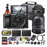 Sony a6100 Mirrorless Camera with 16-50mm f/3.5-5.6 II Lens (ILCE6100KB) + Sigma 18-50mm Lens + Photography Software + 64GB Memory Card + NP-FW50 Battery + Camera Bag + Charger + More