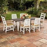 Hassyee 7 Pieces Aluminum Dining Set with Dining Table and Removable Cushions for Poolside, Garden, Deck, Outdoor Furniture Set with Umbrella Hole for Balcony, Lawn