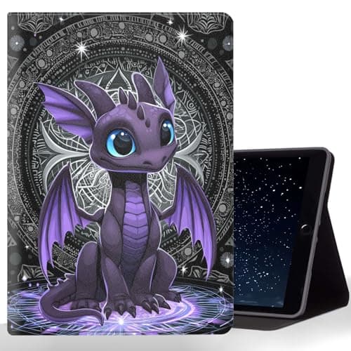 CMZLFHKO Tablet Case for iPad 10.2 Inch (9th/8th/7th Gen),Shockproof Protective Cover with Stand,Auto Wake/Sleep,Auto Wake/Sleep,Cartoon Purple Dragon