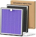 HSIAMEN [Smoke] APH4000 Replacement Filter Compatible with KNKA APH4000 Air Purifier, H13 HEPA and Activated Carbon Filter, Compared to Part # APH4000LX, Purple 4-Pack