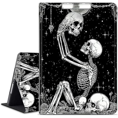 Dikoer for Samsung Galaxy Tab A9 8.7 Inch 2023 Model (SM-X110/X115/X117) Tablet Case, Slim KickstandStand Leather Smart Cover with Auto Wake/Sleep, Skull Black White