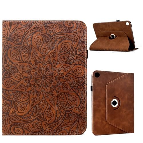 for Samsung Galaxy Tab A11 /Tab A9 8.7 Inch 2025/2023 Case Slim PU Leather Stand Folding Folio Cover 360 Degree Rotating Stand Leather Cover Protective Shell and Pocket,Auto Wake/Sleep(Brown)