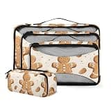Gingerbread Man Shape 4 Pcs set of Packing Cubes for Suitcases, Packing Cubes for Travel Accessories Luggage Carry On Suitcase Organizer Bags, 4 Various Sizes
