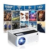 BESUS [Built-in Apps] 5G WiFi Bluetooth Smart Projector,Comes with a mini stand ,Mini Projector with Stereo Speaker,1080P Full HD Portable Projector, Compatible with TV Stick Smartphone/ pc/USB(white)