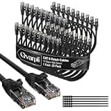Cat6 Ethernet Cables (1 FT, 20 Pack), Pure Copper Cat6 Patch Cable, High Speed 10Gbps, Short Cat 6 Data Center Cord, Snagless RJ45 Internet Network Cable, Router, Server, Switch, 25 Zip Ties, Black